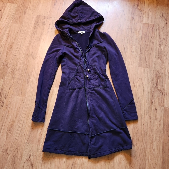 Prairie Underground Jackets & Blazers - Prairie Underground Deep Purple Hooded Long Jacket